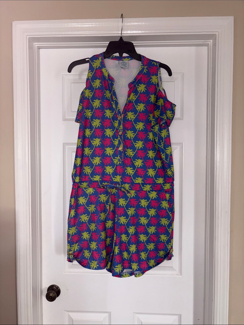 🍀 Tracy Negoshian palm tree print romper S